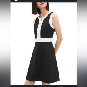 Kate Spade black white contrast panel ponte knit dress 6